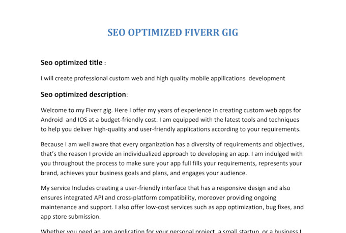 do SEO gig description keyword research optimization